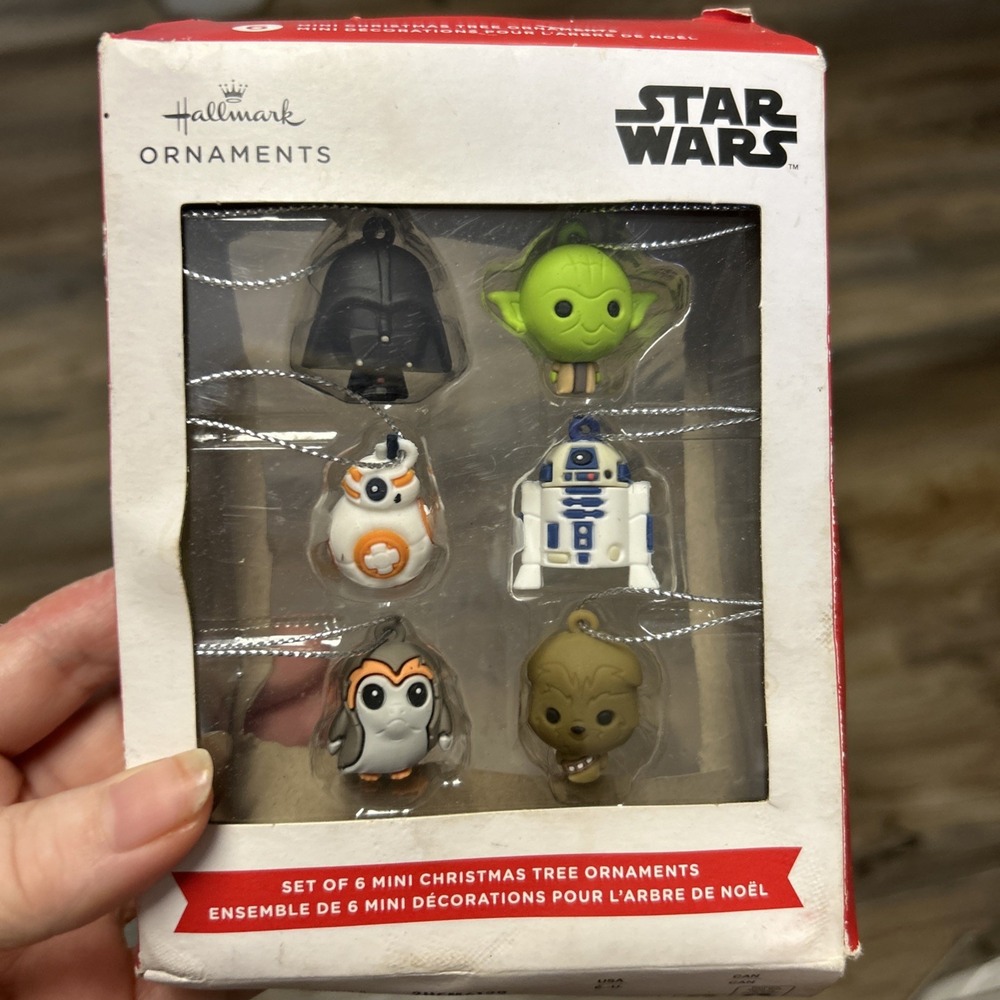 Hallmark Star Wars Set Of 6 MINI Christmas Tree Ornaments Chewbacca R2-D2 BB-8